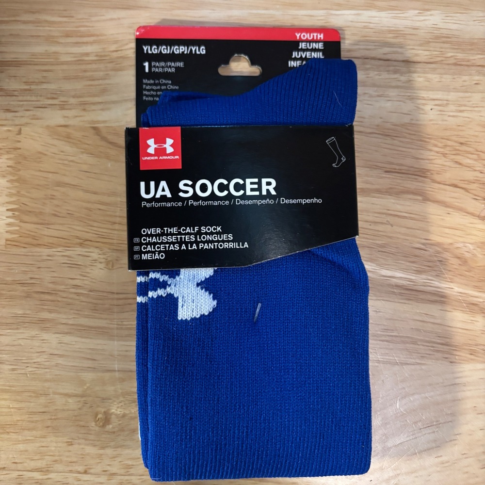 Under Armour UA Soccer‎ Over The Calf Socks Royal Blue Youth Large YLG New - Picture 2 of 3